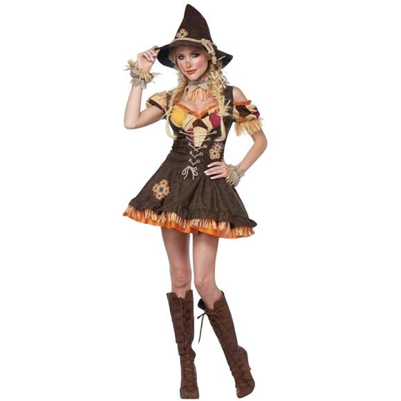 California Costumes Women's XXL Brown Scare Crow Dress and Hat Halloween G30-14 - Picture 1 of 7